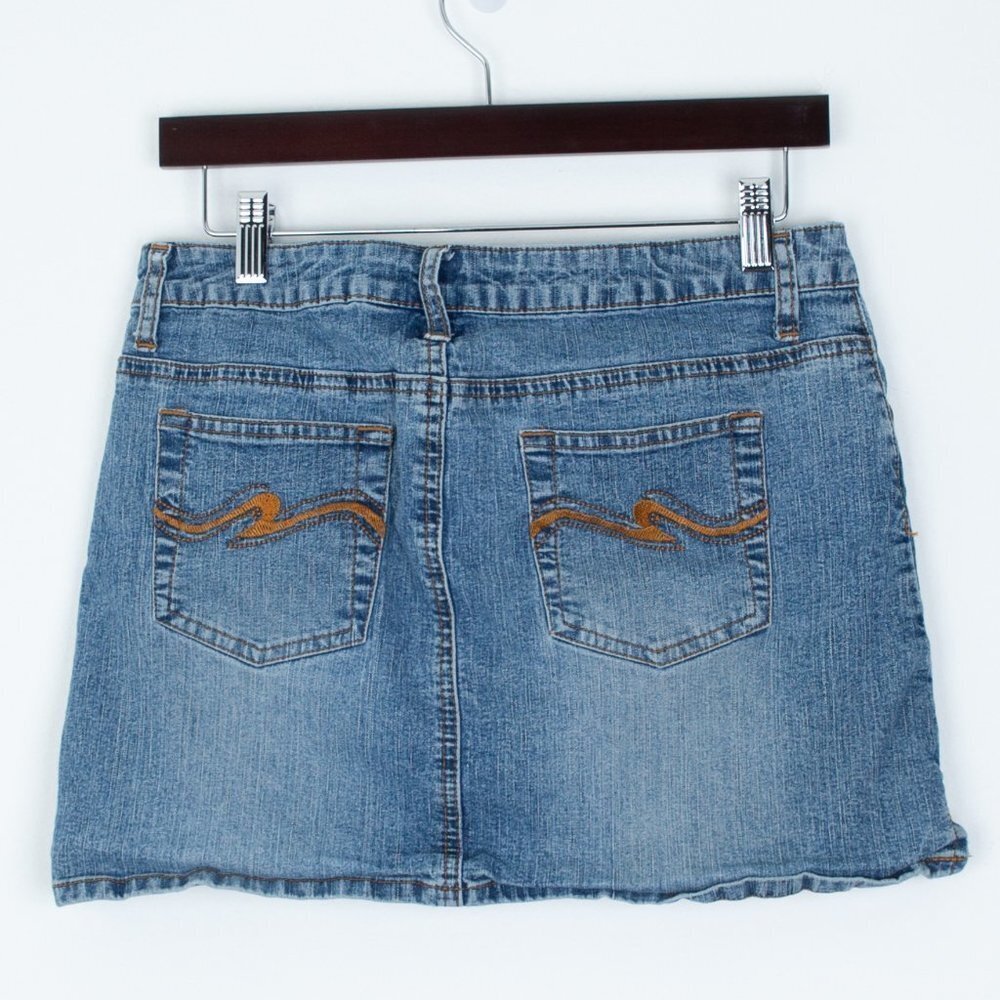 OTB One Tuff Babe Womens Denim‎ Stretch Mini Skirt Size 9/10 Western Cowgirl - Picture 4 of 5